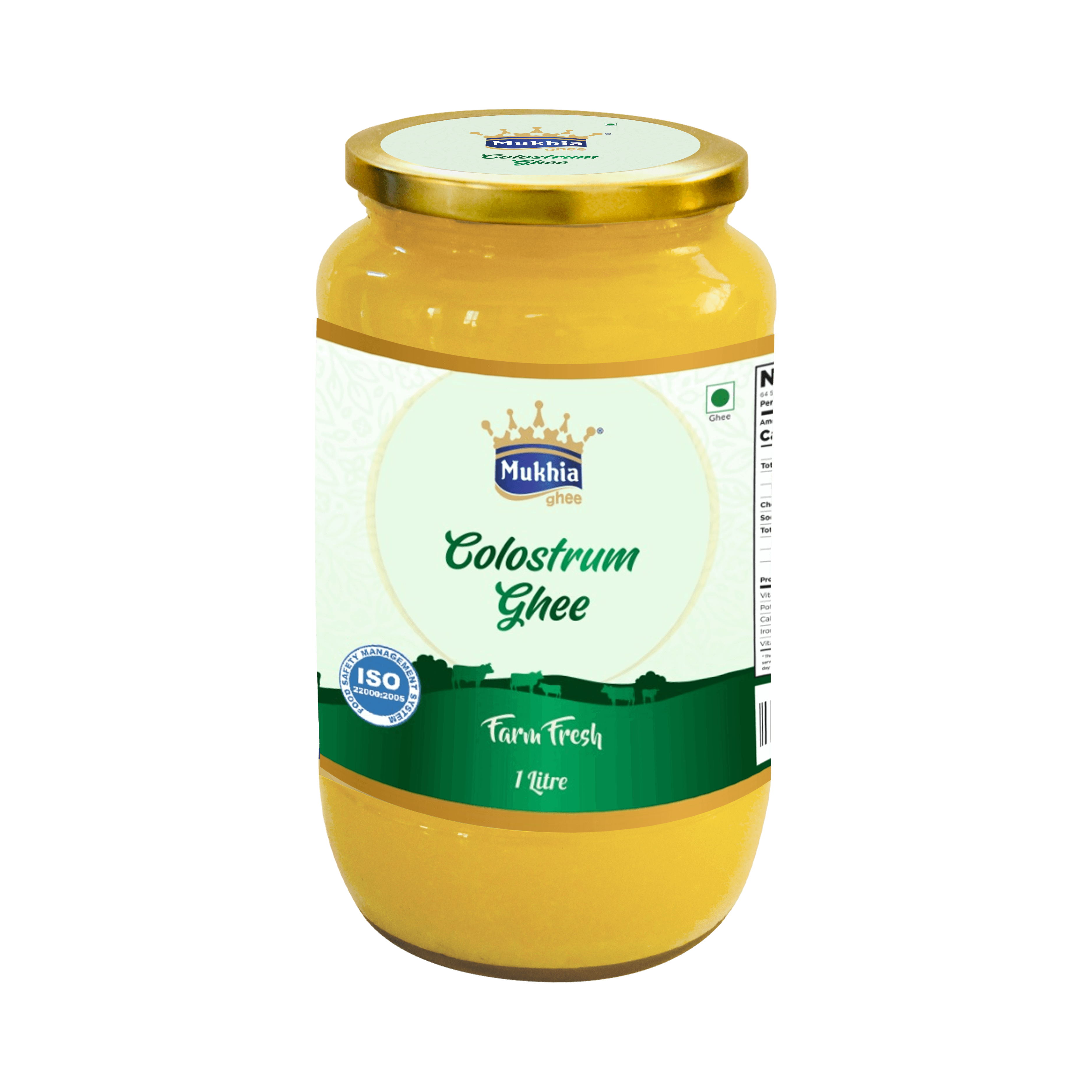 Mukhia Colostrum Cow Desi Ghee - Made by Traditional Bilona Process, Made from Colostrum Milk | India's First Colostrum Hand made ghee - pack of 1 Ltr Mukhia Colostrum
