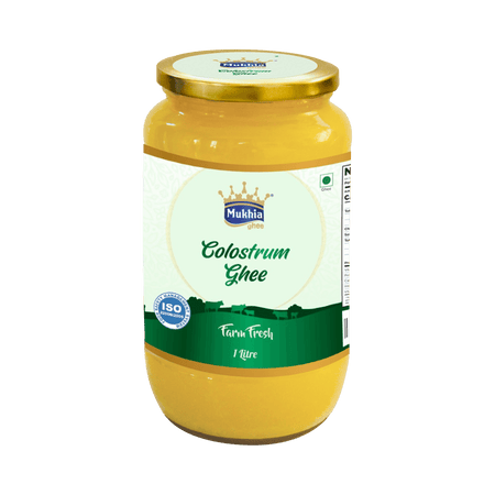 Mukhia Colostrum Cow Desi Ghee - Made by Traditional Bilona Process, Made from Colostrum Milk | India's First Colostrum Hand made ghee - pack of 1 Ltr Mukhia Colostrum