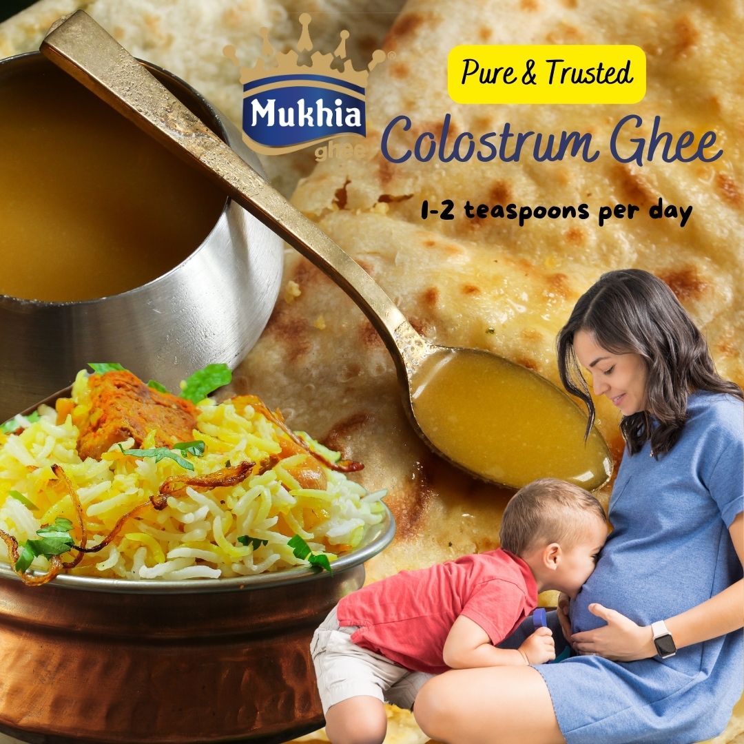 Mukhia Colostrum Cow Desi Ghee - Made by Traditional Bilona Process, Made from Colostrum Milk | India's First Colostrum Hand made ghee - pack of 1 Ltr Mukhia Colostrum