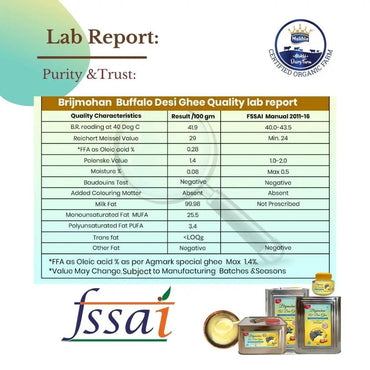 Brijmohan A2 Buffalo ghee Lab Report