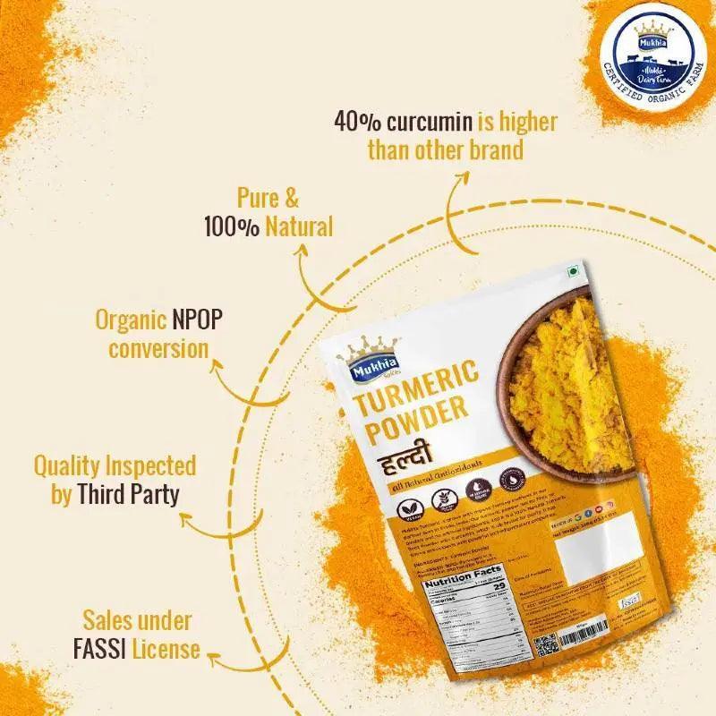 MUKHIA Healthy Combo Pack A2 Desi Gir Cow Ghee with Mukhia Natural Honey,  Roasted Alsi, Organic Haldi 800gm & Free Honey Stick (Immunity Kit) - Mukhi Dairy Farm