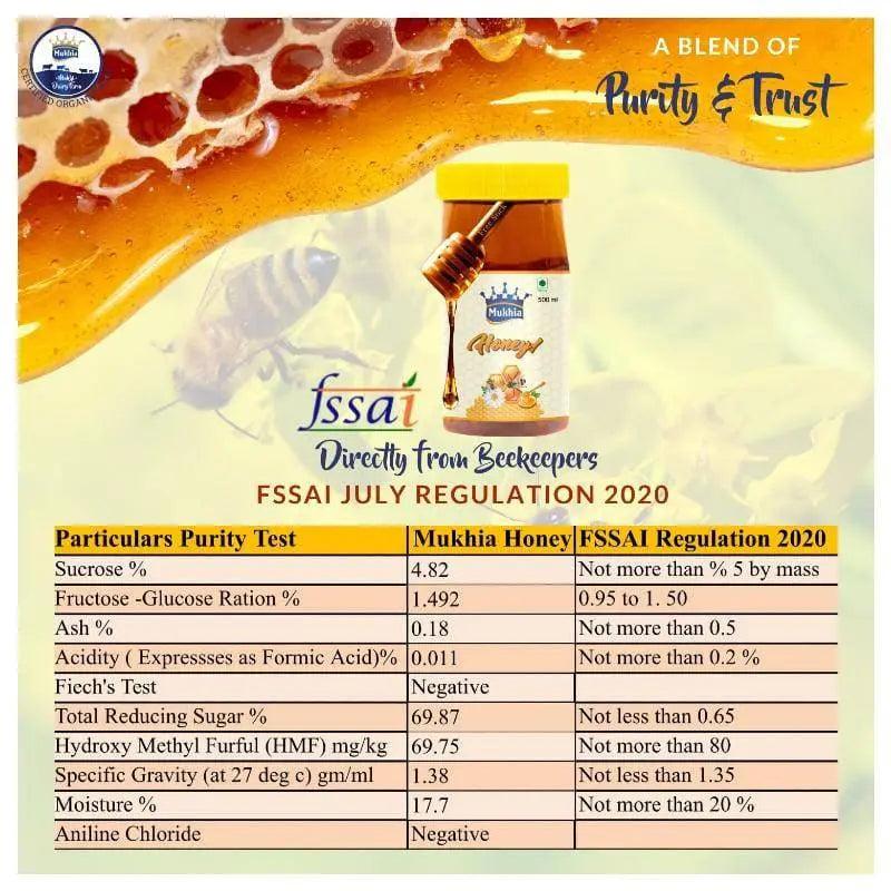 MUKHIA Healthy Combo Pack A2 Desi Gir Cow Ghee with Mukhia Natural Honey,  Roasted Alsi, Organic Haldi 800gm & Free Honey Stick (Immunity Kit) - Mukhi Dairy Farm