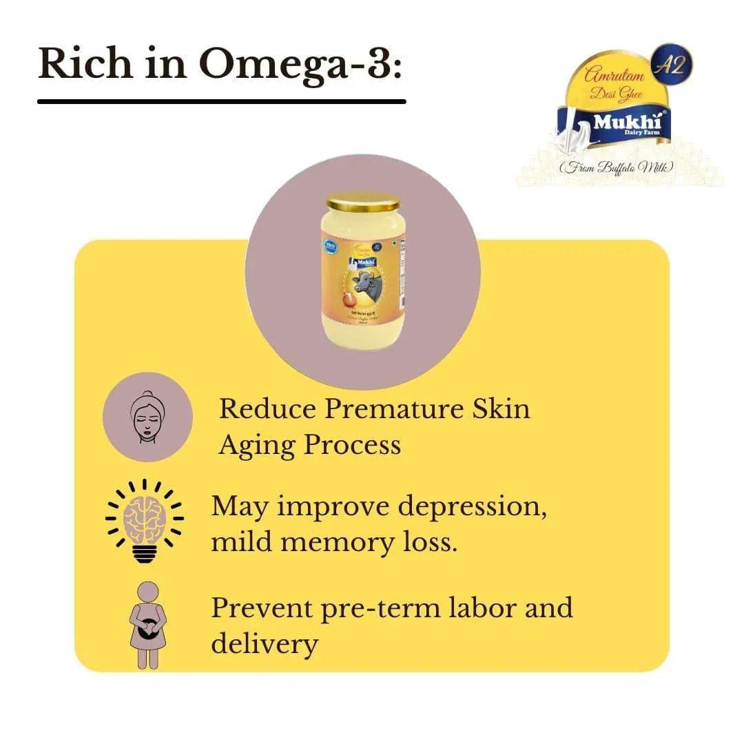 rich in omega 3,6amrutam-a2-buffalo-desi-bilona-ghee