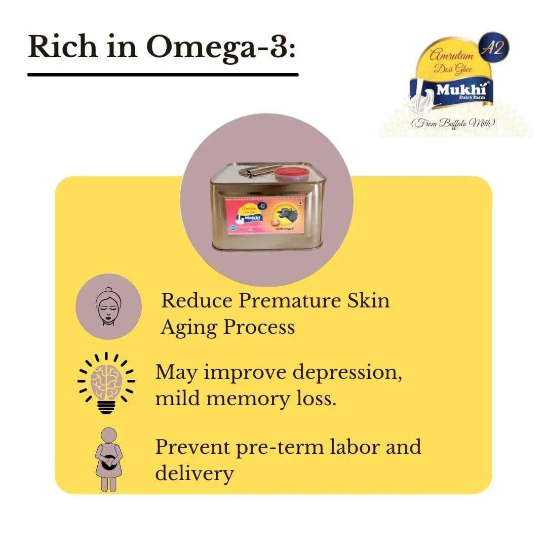 rich in omega -3 mukhia-amrutam-a2-buffalo-desi-bilona-ghee