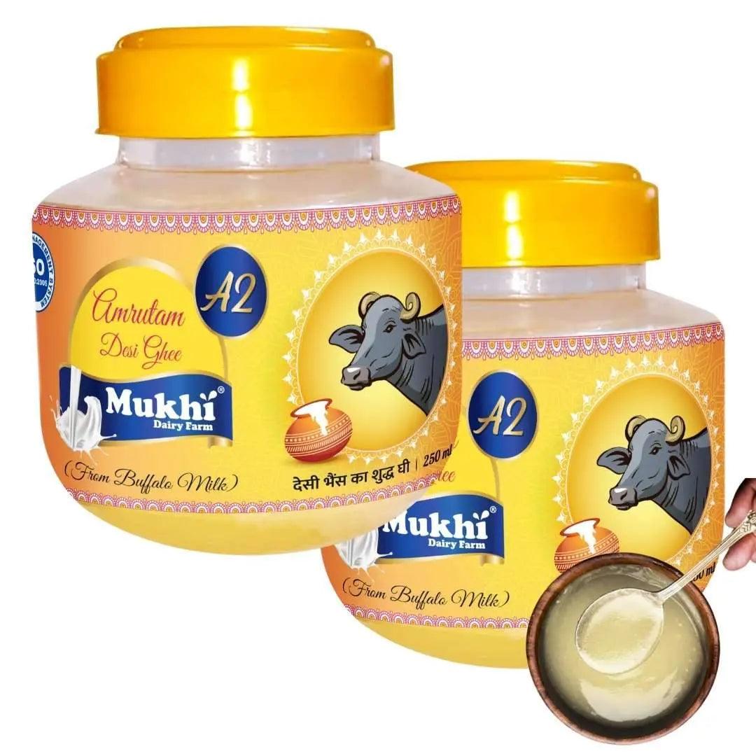 Mukhia Amrutam A2 Buffalo Desi Bilona Ghee 250 ml - Mukhi Dairy Farm