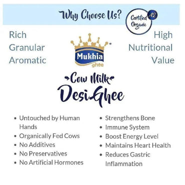 Mukhia Honey 500 ml+ Mukhia Organic Ghee500ml + Mukhwas Roasted Alsi + Free Honey Stick - Mukhi Dairy Farm