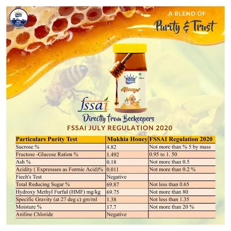 Mukhia Honey 500ml Pack of 2 + Mukhia Amrutam A2 Ghee 500ml Pack of 2 + Mukhwas Ajma Shahi  Pack of 2 + Free Honey Stick - Mukhi Dairy Farm