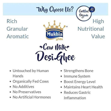 Mukhia Honey Pack of 2 + Mukhia Ghee 500ml Pack of 2+ Mukhwas Ajma Shahi Pack of 2 with free Honey Stick - Mukhi Dairy Farm