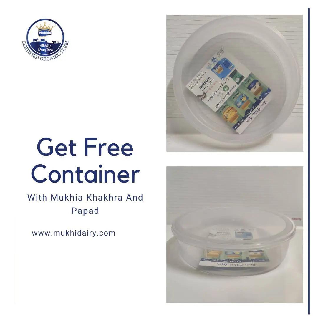Mukhia Khakhra - Gluten Free - 200Gms (Pack of 2) with Free Container - Mukhi Dairy Farm