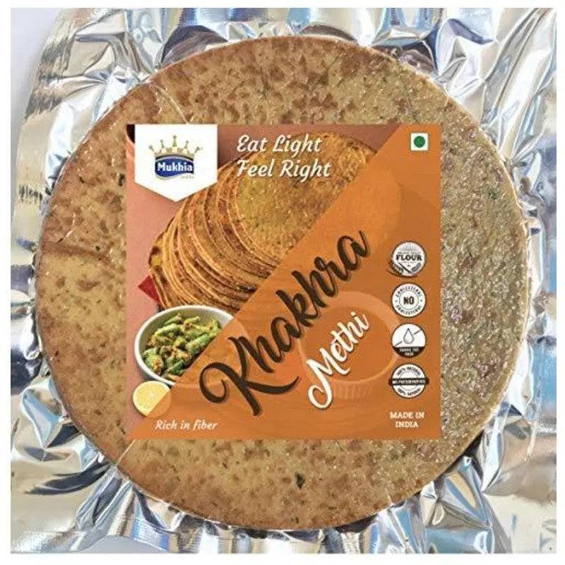 Mukhia Khakhra - Methi - 200Gms (Pack of 2) with Free Container - Mukhi Dairy Farm
