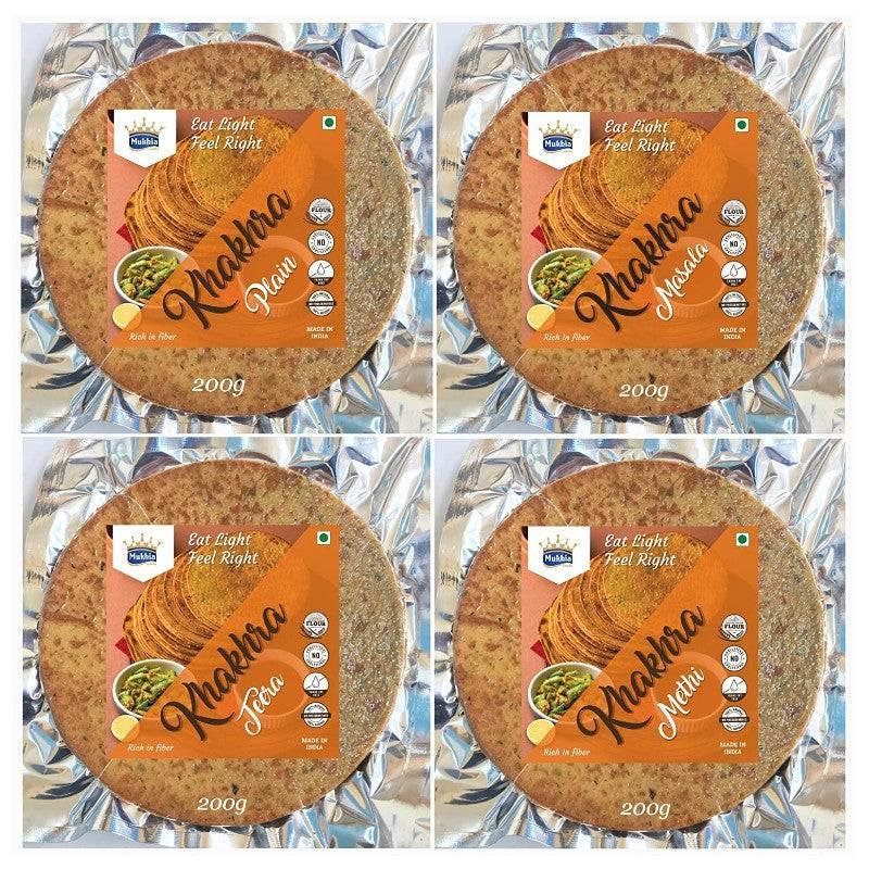 Mukhia Khakhra Combo Offer (Pack of 4) with Free Container - Mukhi Dairy Farm