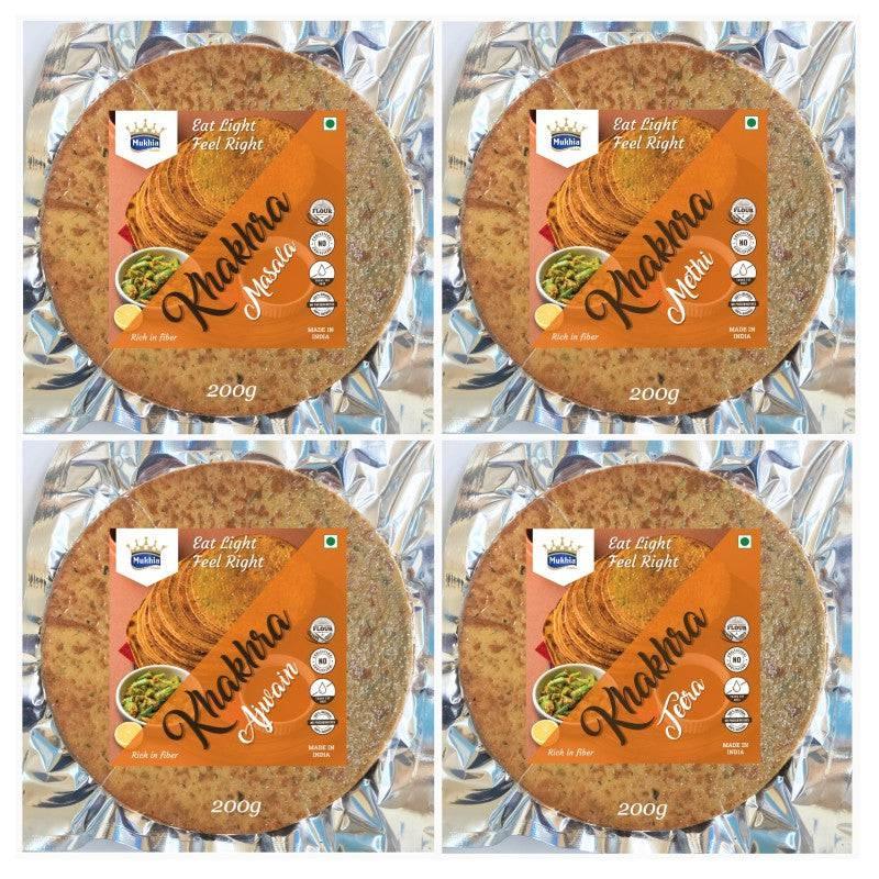 Mukhia Khakhra Combo Offer (Pack of 4) with Free Container - Mukhi Dairy Farm