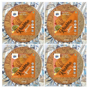Mukhia Khakhra Combo Offer (Pack of 4) with Free Container - Mukhi Dairy Farm