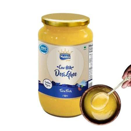 Mukhia Organic A2 Cow Desi Ghee 1 Liter in Glass jar - Mukhi Dairy Farm