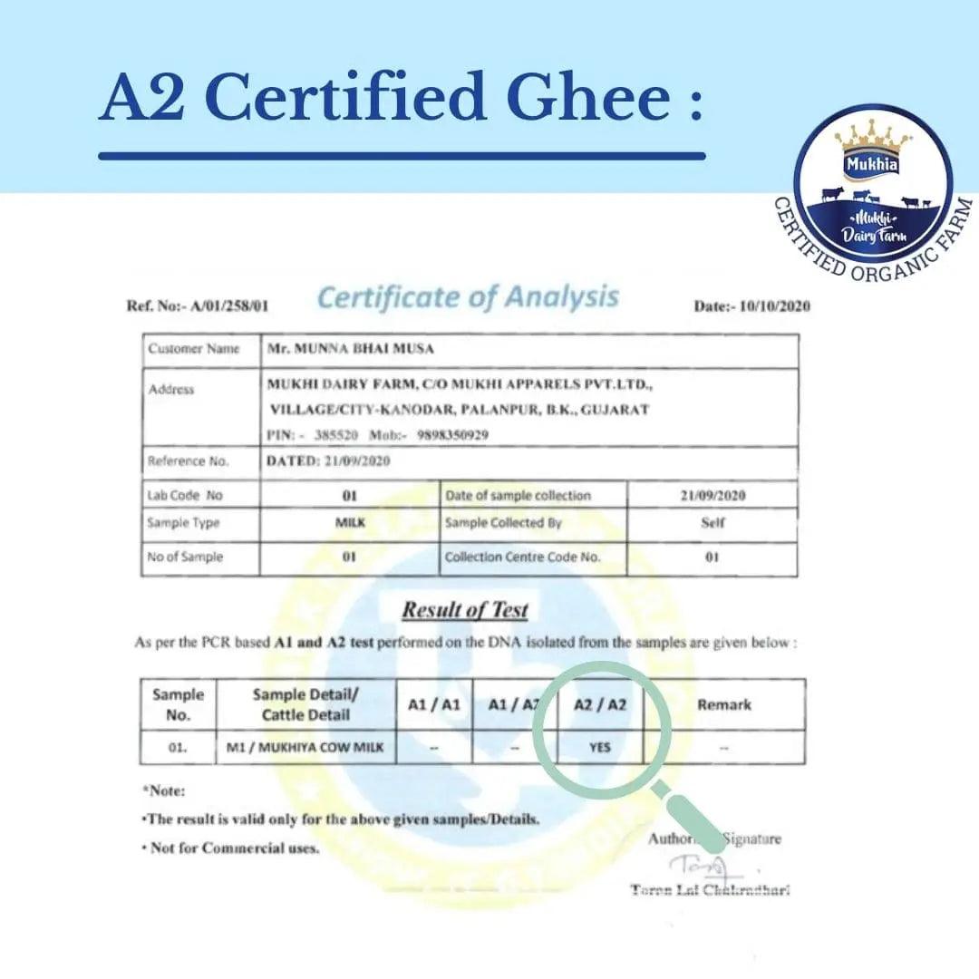 Mukhia Organic A2 Cow Desi Ghee 1 Liter in Glass jar - Mukhi Dairy Farm