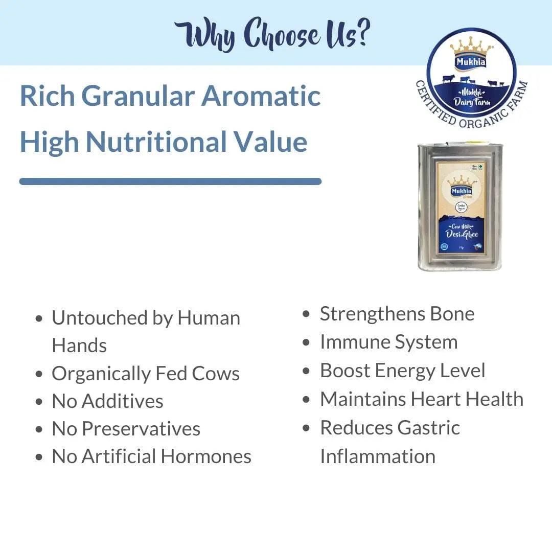 Mukhia Organic A2 Cow Ghee 5 Liter - Mukhi Dairy Farm